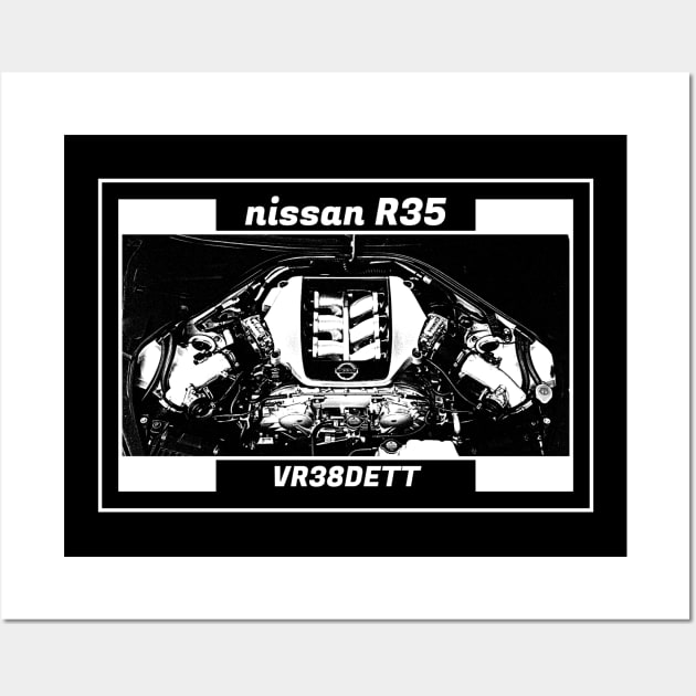 NISSAN GT-R R35 ENGINE (Black Version) Wall Art by Cero